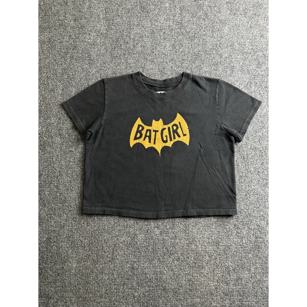 Womens Batman Batgirl Cropped Graphic T-Shirt Black Made in Europe, Size M